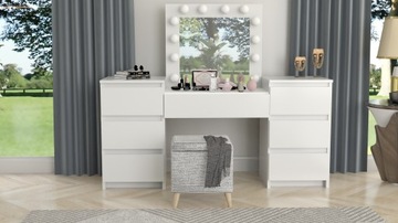 Косметический туалетный столик БЕЛЫЙ с зеркалом с 12 светодиодами и столиком для макияжа BETI8.