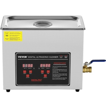 Цифровой ультразвуковой очиститель VEVOR 6л 220В LED 349Вт Нержавеющая сталь