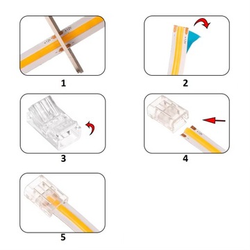 Прямой разъем для светодиодных лент COB 8 мм, прямой разъем, быстрая установка, кликабельный