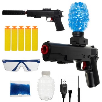 PISTOLET AUTOMATYCZNY NA KULKI ŻELOWE + AKUMULATOR OKULARY I ZAPAS KULEK!