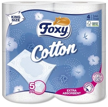 FOXY COTTON Papier toaletowy 5 WARSTW gruby 4 rolki