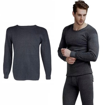 Podkoszulek Męski Czarny Ocieplany Bawełna 2XL/3XL