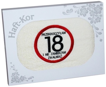 RĘCZNIK 70x140 Z HAFTEM NA PREZENT 18 URODZINY