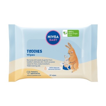 NIVEA BABY TODDIES Chusteczki nawilżane mokre dla dzieci - delikatne 57szt.