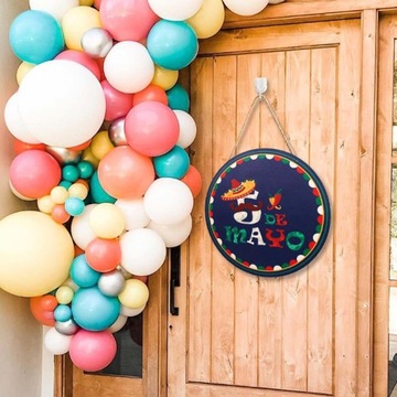 Meksykańska Fiesta Drewniana Tabliczka Wisząca Cinco DE Mayo Tabliczka Na Drzwi Przednie Styl A