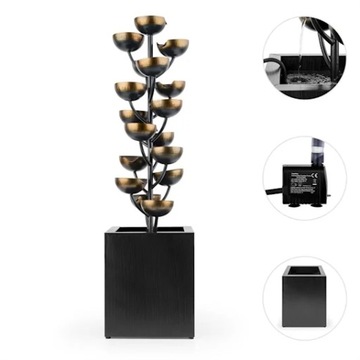 ДЕКОРАТИВНЫЙ САДОВЫЙ ФОНТАН BLUMFELDT LED НАСОС КАСКАД ДЕРЕВО ЧЕРНЫЙ