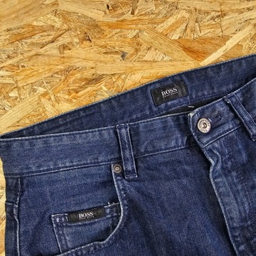 Spodnie Jeansowe BOSS STRETCH Proste Granatowe Dżins Denim 30x34