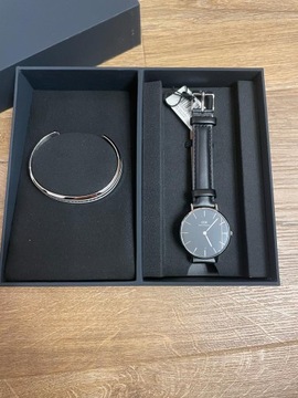 ZEGAREK DAMSKI + BRANSOLETKA DANIEL WELLINGTON CZARNY SKÓRA DW00500927