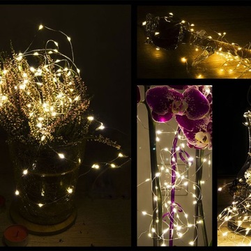 РОЖДЕСТВЕНСКИЕ ОГНИ 20 СВЕТОДИОДНЫХ МИКРОПРОВОДНЫХ АККУМУЛЯТОРОВ