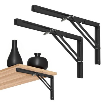 KĄTOWNIK WSPORNIK POD PÓŁKĘ STÓŁ BLAT SKŁADANY CZARNY 400 mm 1 szt