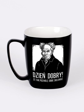 ДОБРОЕ УТРО / ШОПЕНГАУЭР / черная кружка с ручкой