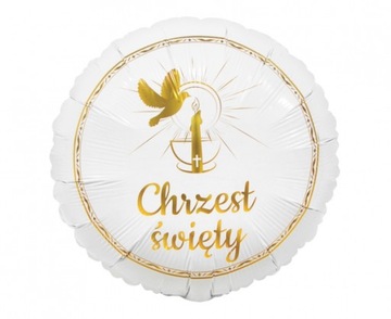 Balon foliowy Chrzest Święty gołąbek i świeca