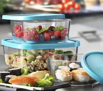 СТЕКЛЯННЫЕ КОНТЕЙНЕРЫ с крышкой ЧАШИ ДЛЯ ПОСУДОМОЕЧНОЙ МАШИНЫ ланч-бокс НАБОР из 3 шт.