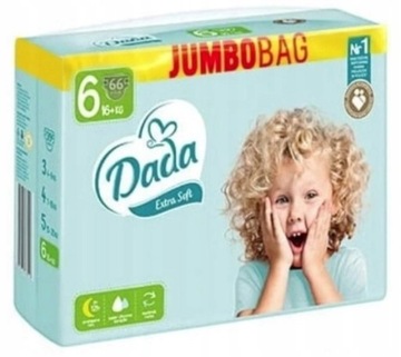PIELUCHY DADA ROZ 6 EXTRA SOFT JUMBO BAG 66 SZTUK + 16 KG +