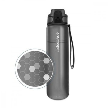 Бутылка для воды Wessper ACTIVEMAX TRILINE 1л СЕРАЯ 29см Тритан без BPA