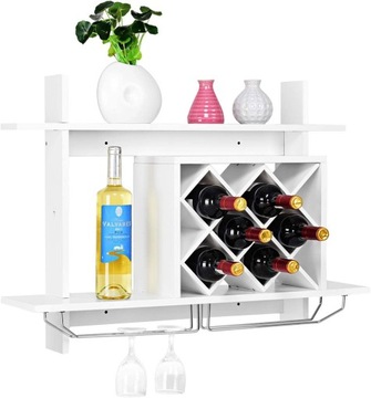Stojak na wino szafka montowany na ścianie Biały