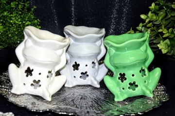 KOMINEK CERAMICZNY NA OLEJEK LUB WOSK ŻABA ZIELONY