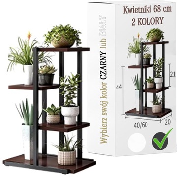 KWIETNIK STOJAK NA ROŚLINY KWIATY DONICZKI METALOWY REGAŁ DREWNIANE PÓŁKI