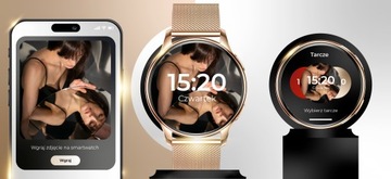 SMARTWATCH ZEGAREK DAMSKI POLSKIE MENU ROZMOWY POWIADOMIENIA SPORT ZLOTY