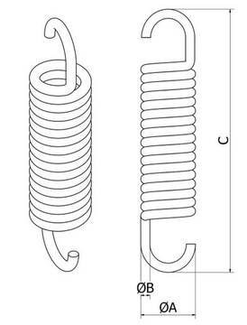 SPRĘŻYNA NACIĄGOWA Z UCHEM DŁUGIM 21/3.0x200 OCYNK