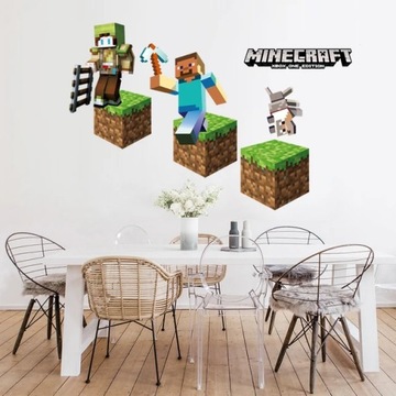 3D mozaika kreskówkowa z gry na ścianę naklejka do pokoju dziecięcego