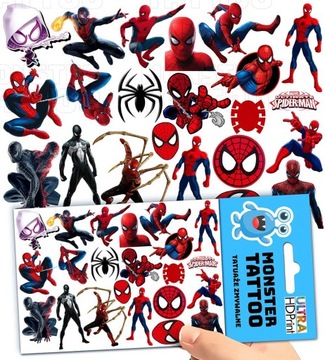 TATUAŻE ZMYWALNE TYMCZASOWE DLA DZIECI DZIECIĘCE SPIDERMAN WZORY ORYGINALNE