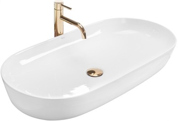 Umywalka CLEO 81x41 nablatowa ceramiczna biała