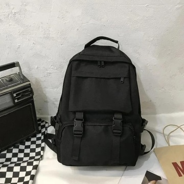 New Simple Black Workwear Style Backpack Large Capacity Laptop Bag Fashion