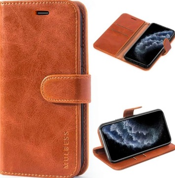 Mulbess Etui z klapką pokrowiec iPhone 12 Pro Max jasny brąz ekoskóra