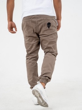 МУЖСКИЕ БРЮКИ-ДЖОГГЕРЫ, С ВЫШИВКОЙ В РЕБРУСКУ Marvel PUNISHER, Бежевый XXL