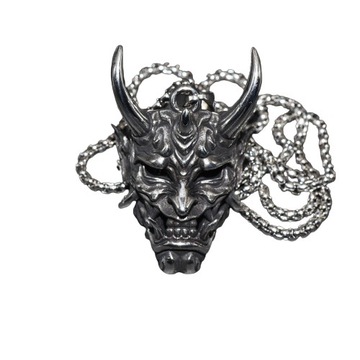 NASZYJNIK ŁĄŃCUCH STAL DEMON SAMURAI ROGI AMULET