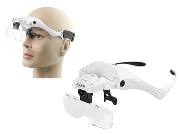 УВЕЛИЧИТЕЛЬНЫЕ ТОЧНЫЕ ОЧКИ ОБСЛУЖИВАНИЕ ГОЛОВЫ 4LED 5x СМЕННЫЕ ЛИНЗЫ 3,5x 1,5x