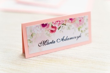 WINIETKI WESELNE, WIZYTÓWKI ŚLUBNE KWIATOWE 10 szt