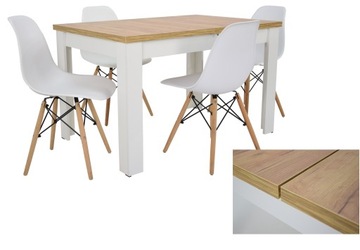 Komplet 4 krzesła i stół styl skandynawski biały