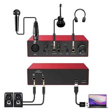 USB-аудиоинтерфейс Музыкальная карта Микрофон Гитара