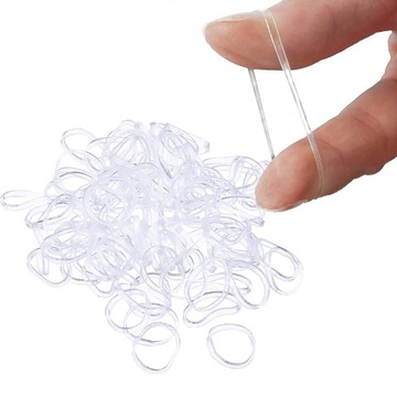 Silikonowe gumki do włosów warkoczyków bezbarwne mocne gumeczki 1000 sztuk