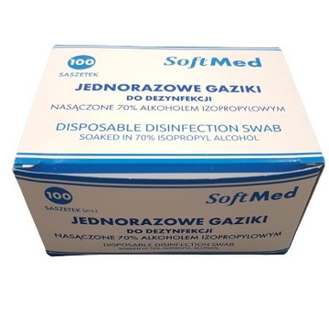 Gaziki alkoholowe do dezynfekcji 6x6cm 100szt. soft med