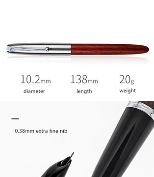 Обновленная классическая деревянная перьевая ручка, сверхтонкое перо 0,38 мм для каллиграфии