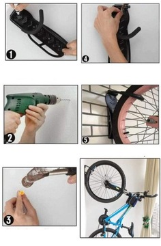 ДЕРЖАТЕЛЬ ДЛЯ ВЕЛОСИПЕДА ВЕШАЛКА ДЛЯ ВЕЛОСИПЕДА НАСТЕННЫЙ КРЮЧОК ПРОЧНЫЙ до 30 кг + колышки