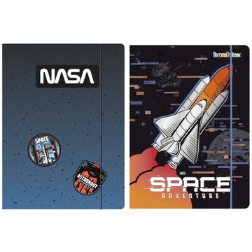 2X TECZKA Z GUMKĄ A4 BAMBINO CHŁOPCA RAKIETA, NASA