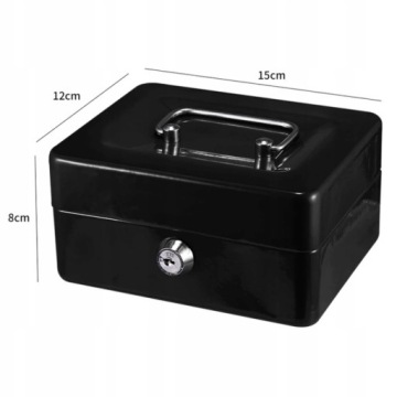 МЕТАЛЛИЧЕСКАЯ КАССЕТА ДЛЯ ДЕНЕГ С КЛЮЧОМ, МАЛЕНЬКИЙ СЕЙФ ДЛЯ МАГАЗИНА, ЧЕРНЫЙ