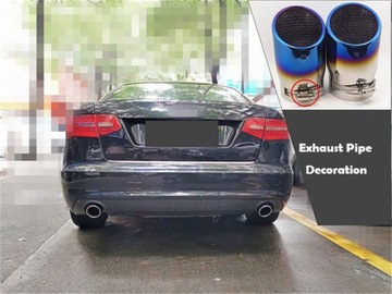 2x синие насадки на выхлопную систему A6 C6 Q7 A4 B8 90 мм