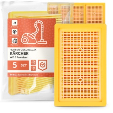5 x Filtr Pro Vysavač Kärcher Wd 5 Premium Vlnitý vzduch Filtry Em-w