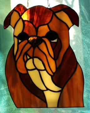 Buldog Angielski Witraż Tiffany do zawieszenia