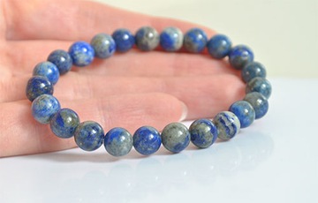 Naturalny LAPIS LAZULI Piryt KULE gładkie kulka 8mm bransoletka