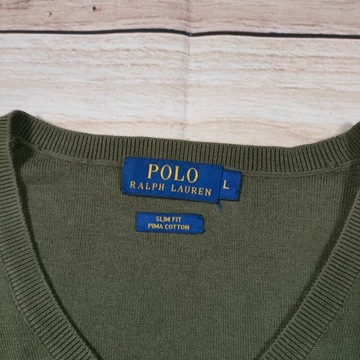 POLO RALPH LAUREN Sweter Slim Fit V Neck Pima Cotton r. L