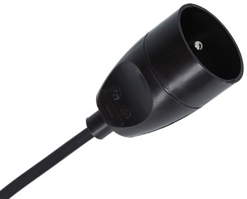 Одинарный удлинитель с заземлением, 5 м, черный