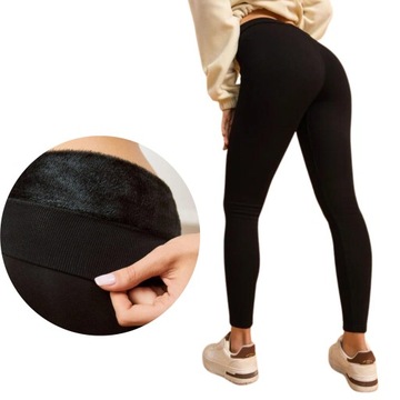 Legginsy bezszwowe PREMIUM OCIEPLANE FUTERKIEM wyszczuplające damskie M/L