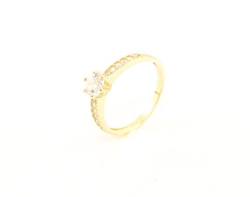 Złoty 585/14k pierścionek zaręczynowy klasyczny 11