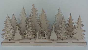 3D Рождественский вертеп с елками